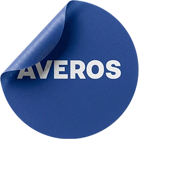 A single round blue Averos patch being peeled from its backing